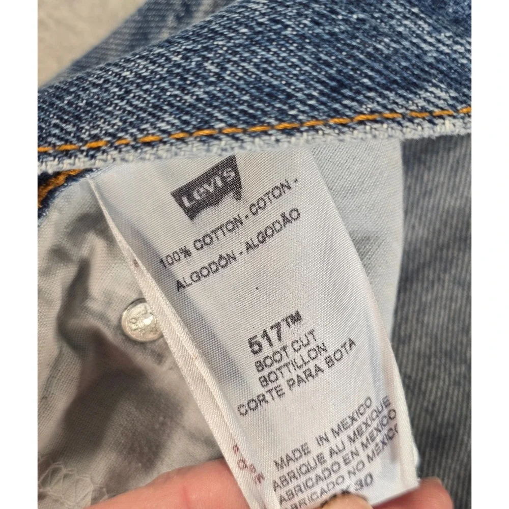 Levis 517 Bootcut Jeans Mens 31x30 Blue Distressed Vintage 90s Denim Pants